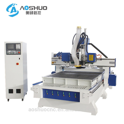 China Automatic Two Heads Cnc Wood Engraving Machine With Drilling Sets 1300*2500*200mm supplier