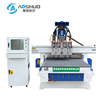 China 4 Head 4 Axis Cnc Wood Carving Machine 9kw For Cabinet And Door Engraving supplier